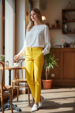 Mid-Rise Cotton Crop Pant in Sunshine Yellow